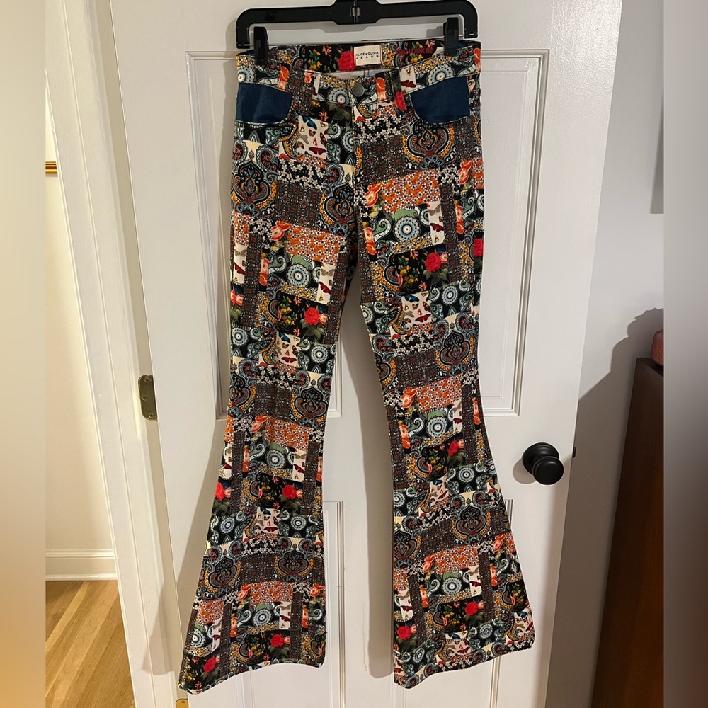 Alice + Olivia Patchwork Print Jeans